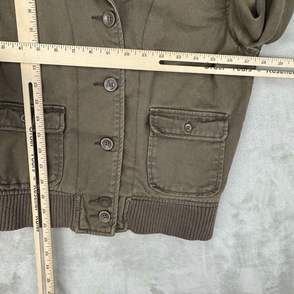 Levis Jacket Womens S Green Cropped Utility Bomber Y2K Military Cotton Coat - Picture 6 of 8
